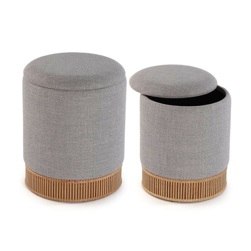 Puff Desmontable Versa Gris Bambú Madera MDF Puff Desmontable Versa Gris Bambú Madera MDF