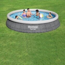 Bestway Aufblasbarer Pool für Erwachsene Ratan Ring mit Filter 475x84 cm Garten 57313