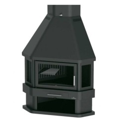 Lorca R 3-Vidro Lareira de Canto a Lenha Bronpi 14 kW