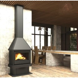 Cheminée à bois Lisboa Vision frontale Bronpi 11 kW avec Bücher