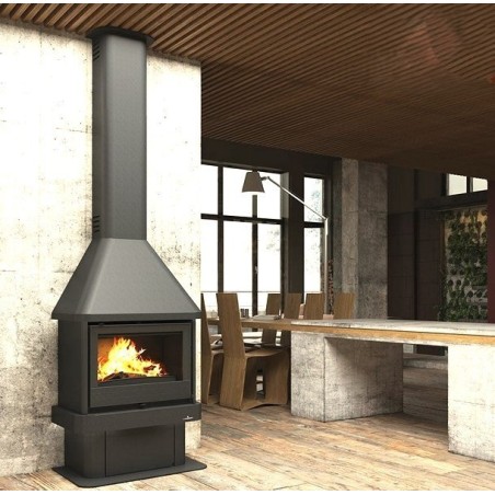Lisboa Vision Front Wood-Burning Fireplace Bronpi 11 kW with Bücher