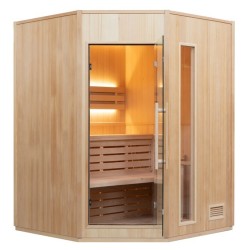 Sauna de vapor Zen Angular 3-4 plazas LED Pack completo France Sauna