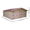 Garaje doble 6.30x6.60m de madera maciza Habrita 42 m2 Vermont