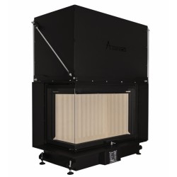 Quattro 90L wood-burning fireplace insert with angled lift-up glass A.Caminetti.