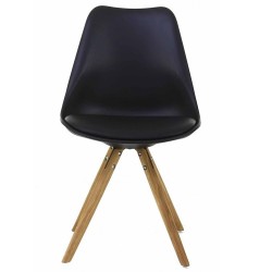 Lot de 4 Chaises Noir Piétement Chêne KosyForm