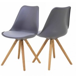 Lot de 4 Chaises Grise Piétement Chêne KosyForm
