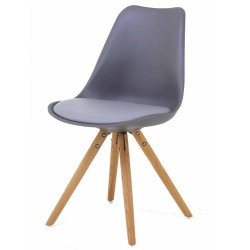 Lot de 4 Chaises Grise Piétement Chêne KosyForm