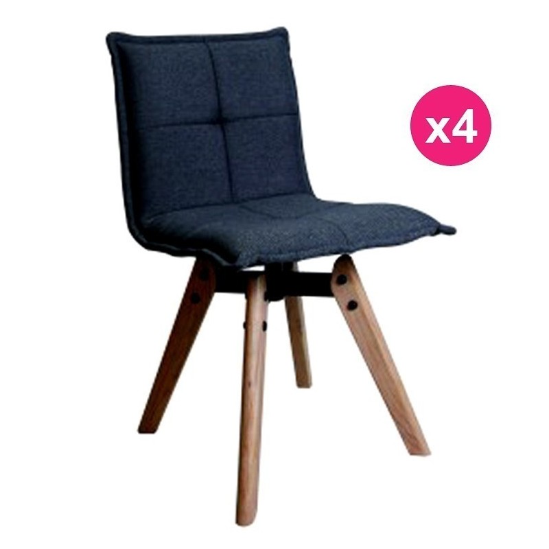 Lot de 4 Chaises Tissu Gris Foncé KosyForm