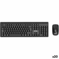 clavier et souris Nilox Noir Espagnol Qwerty (20 Unités)