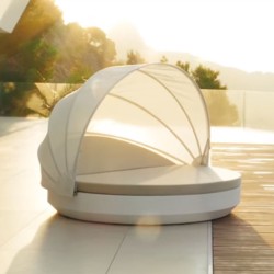 Bain de Soleil Vela Daybed Vondom  Blanc Mat Rond Inclinable Parasol