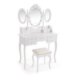 Coiffeuse Versa Blanc Bois Verre Bois MDF 40 X 144 X 90 CM