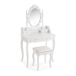 Coiffeuse Versa Blanc Bois Verre Bois MDF 40 x 146 x 75 cm