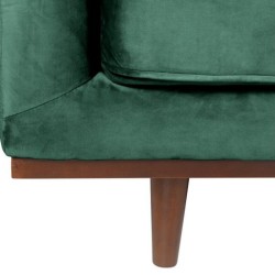 Sofa 2 Orte Vintage grün samt und Nussbaum Walnuss KosyForm Mantis