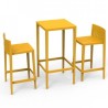 Ensemble Spritz table et 2 tabourets Vondom hauteur d'assise 66cm jaune