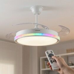 Ventoinha de teto com luz LED RGB, 4 pás retráteis e controlo remoto InnovaGoods