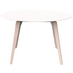 Table Ronde Vondom Faz Wood Plateau Blanc et Pieds Chêne Blanchis Diamètre 120cm H74cm