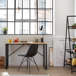 Bureau rectangulaire 120x60 bois clair et métal noir KosyForm