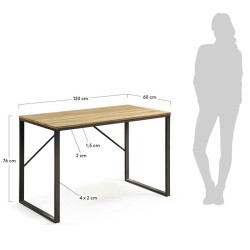 Bureau rectangulaire 120x60 bois clair et métal noir KosyForm