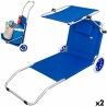 Folding Lounger Camping Chair Aktive Blue 62 x 62 x 117 cm Folding cart Awning (2 Units)