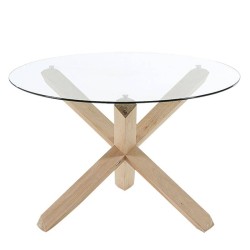 Table Ronde 120 Verre et pieds en chêne massif KosyForm