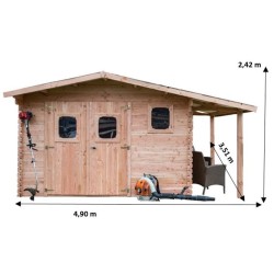 Garden shed Habrita in solid Douglas wood 17.20 m2 with Bucher