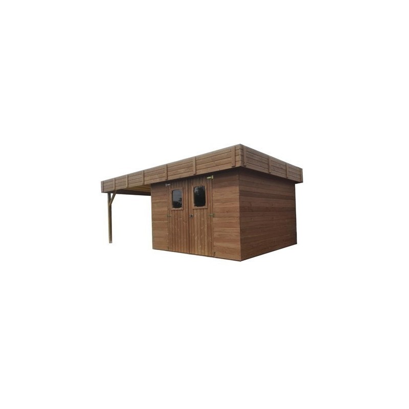 Garden shed Habrita Thizy in thermo treated wood 11.53 m2 with steel roof