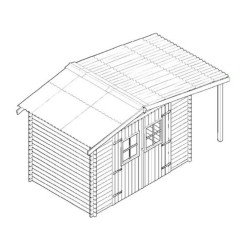 Cobertizo de jardín Madera Habrita 5,06 m2 con toldo 2,69 m2