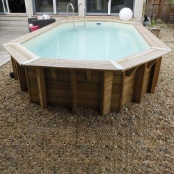 Piscine Bois Ubbink Océa 355x550 H120cm Liner Beige sable