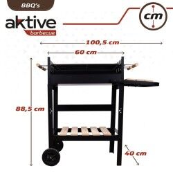 Churrasqueira a Carvão com Rodas Aktive Metal Esmaltado 100,5 x 88,5 x 40 cm Preto