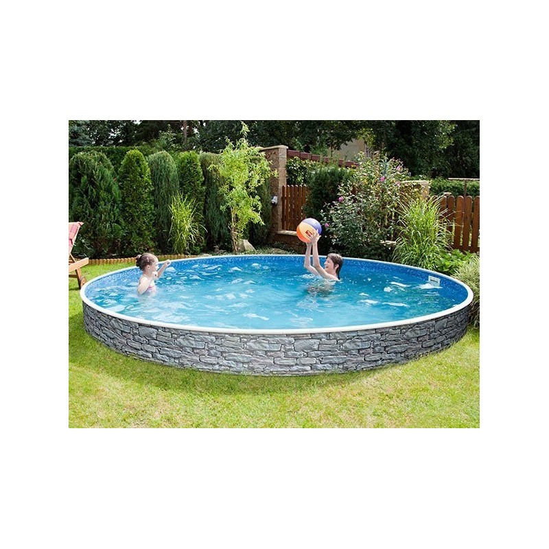 Pool Azuro Round 360x120 style gray stones with Sand filter