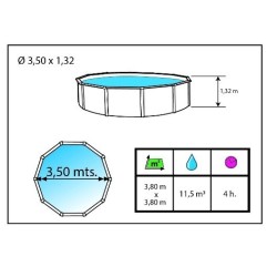Piscine hors sol TOI Prestigio ronde 350x132 avec kit complet blanc