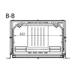 Ferlux Kalio Holzeinsatz aus Gusseisen mit Turbo 16 kW Kristallglas