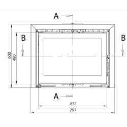 Ferlux Kalio Holzeinsatz aus Gusseisen mit Turbo 16 kW Kristallglas