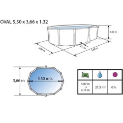 Piscine hors sol Ovale TOI Compact blanc 640x366x132 avec kit complet