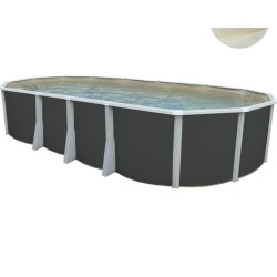 Above ground pool TOI Ibiza Compact oval 730x366x132 with complete anthracite kit