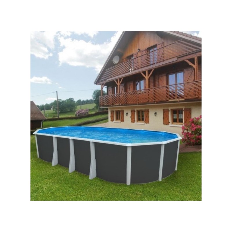 Piscina acima do solo TOI Ibiza Compact oval 730x366x132 com kit completo de antracite