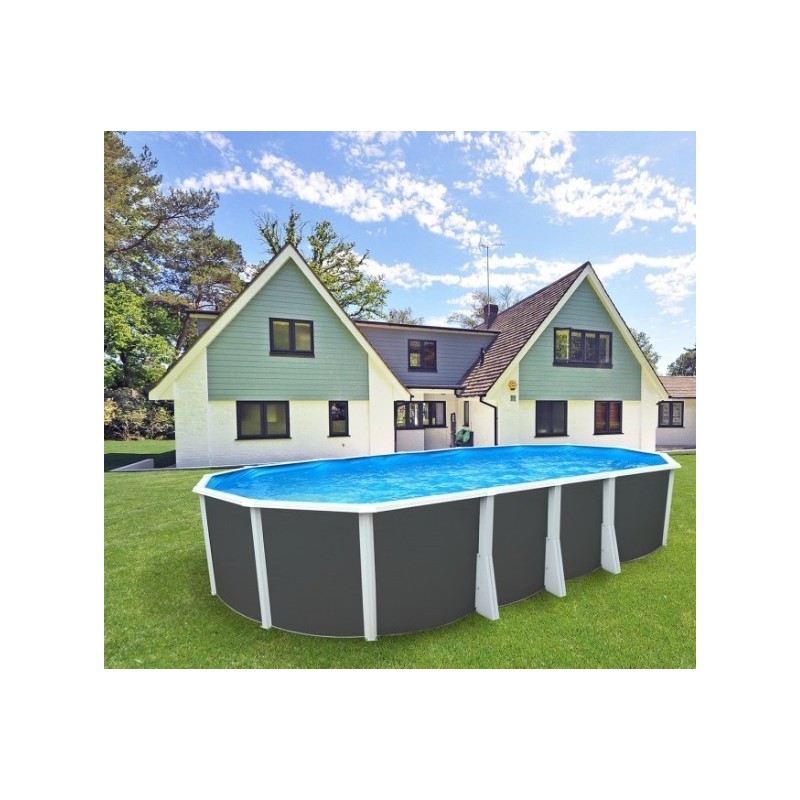 Piscine hors sol TOI Ibiza Ovale 915x457x132 avec kit complet Anthracite