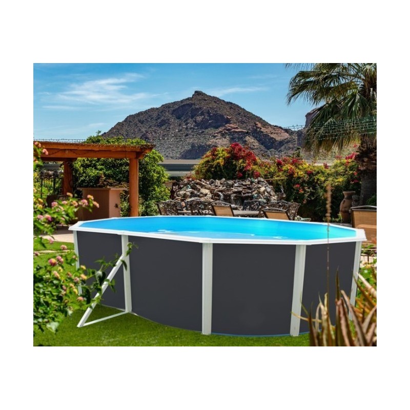 Piscine hors sol TOI Majorque ovale 550x366xH120 avec kit complet Anthracite