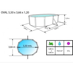 Above ground pool TOI Mallorca oval 640x366xH120 with complete kit White