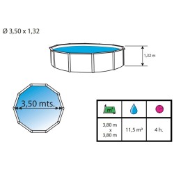 Oberirdischer Pool TOI Magnum rund 350x132 mit komplettem Kit Anthrazit