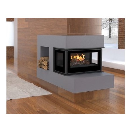Wood insert 3 sides glazed Bronpi Paris 90-3-C 14kW with turbine