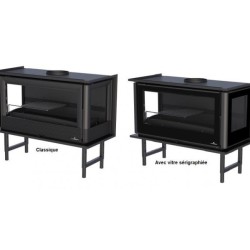 Insert à bois 3 faces vitrés Bronpi Paris 90-3-C Vision 14kW avec turbine