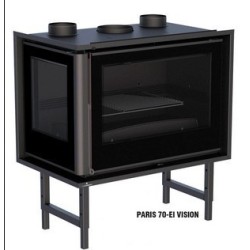 Insert à bois d'Angle vitrés gauche Bronpi Paris 90-EI Vision 14kW avec turbine