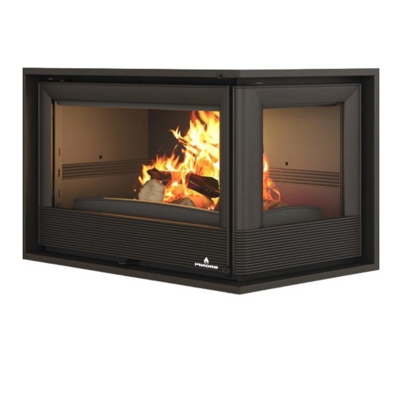 Right glazed corner wood insert Bronpi Paris 90-ED Vision 14kW with turbine