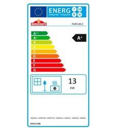 Right glazed corner wood insert Bronpi Paris 90-ED Vision 14kW with turbine