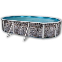 Above ground pool TOI Oval gray stone 640x366xH120 with complete kit