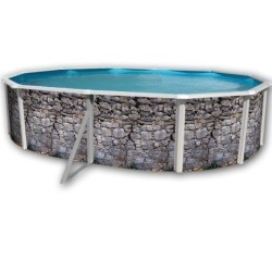 Above ground pool TOI Stone Grey oval 550x366xH120 with complete kit