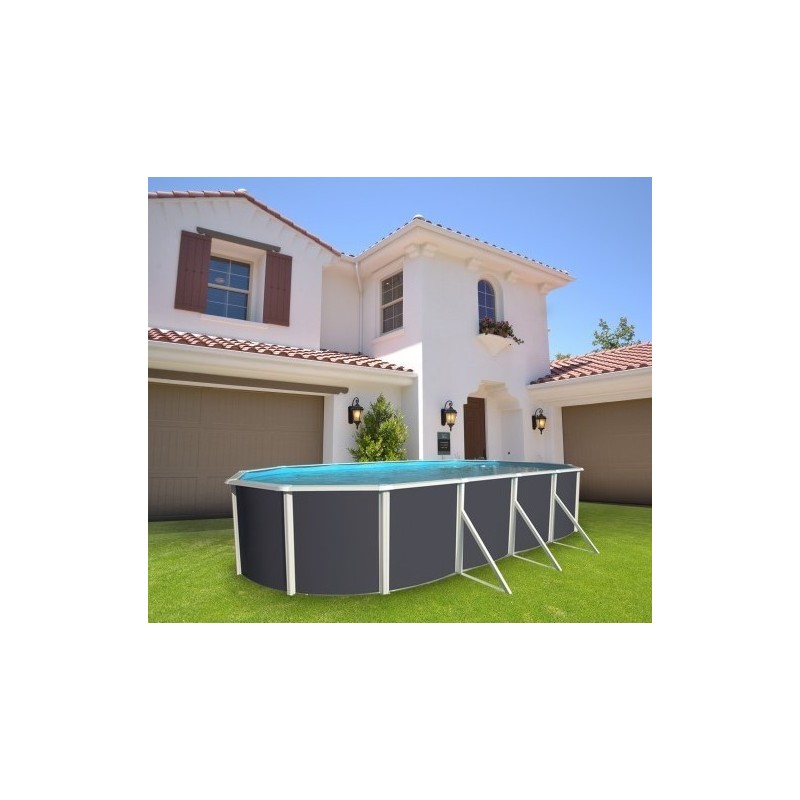 Piscine hors sol TOI Magnum ovale 730x366x132 Anthracite avec échelle de sécurité