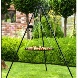 Viking King Brasero y Trípode 80cm con Parrilla de Acero Inoxidable