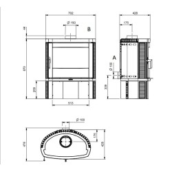 Bronpi Dover 9kW fogão a lenha redondo com pira